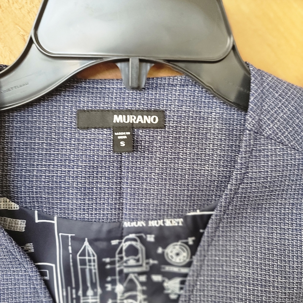 Murano Checkered Blue Vest Suit with Button Accents - Picture 4 of 4
